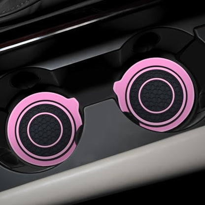 Mandark Car Cup Holder Coaster, 2.75 Inch Non-Slip Vehicle Cup Holder Insert Mats, Dustproof Automotive Interior Console Cup Insulated Pads Accessories, Universal for SUV, Sedan, Truck (Pink) - color: Pink
