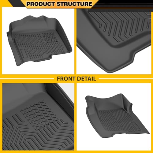 G-PLUS Cargo Liners, Compatible with Chevy Silverado/GMC Sierra 1500 Crew Cab 1999-2006 Floor Liners, 1st & 2nd Row Black, 3PCS Interior Accessories - size: Fit Silverado/Sierra 1999-2006 | Crew Cab | 3PCS