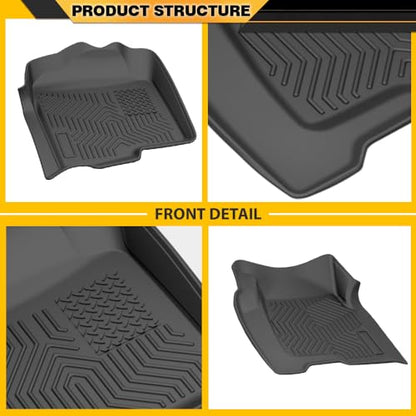 G-PLUS Cargo Liners, Compatible with Chevy Silverado/GMC Sierra 1500 Crew Cab 1999-2006 Floor Liners, 1st & 2nd Row Black, 3PCS Interior Accessories - size: Fit Silverado/Sierra 1999-2006 | Crew Cab | 3PCS