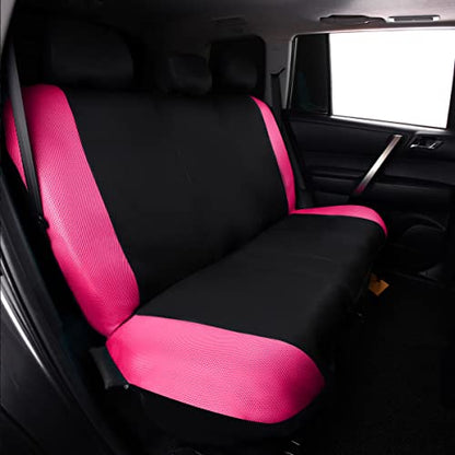 Flying Banner car seat Covers Full Set All Air Mesh Breathable Man Lady Airbag Compatible Rear Bench Split 40/60 50/50 60/40 Truck Pick Up (Full Set - Low Back, Black Gray Pink) - color: Black Gray Pink