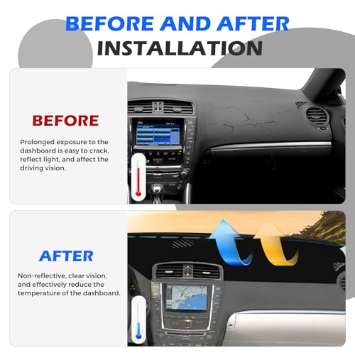 Dashboard Cover Dash Cover Mat Compatible with Lexus IS250 IS350 2013 2012 2011 2010 2009 2008 2007 2006, Black Dash Board Cover Interior Protector Mat Auto Accessories