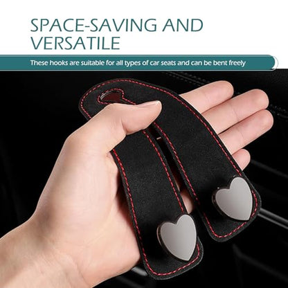 2 PCS Car Purse Hook, Cute Headrest Hooks, Seat Back Storage Holder, for Umbrellas Wallets Support, Multifunctiona Car Accessories (Black)