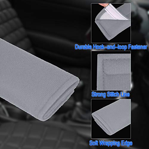 X AUTOHAUX 4pcs Universal Gray Car Safety Seat Belt Pads Cover with Soft Polyester Fiber Auto Seatbelt Shoulder Pad for More Comfortable Driving - color: Gray
