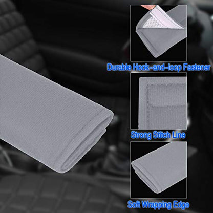 X AUTOHAUX 4pcs Universal Gray Car Safety Seat Belt Pads Cover with Soft Polyester Fiber Auto Seatbelt Shoulder Pad for More Comfortable Driving - color: Gray