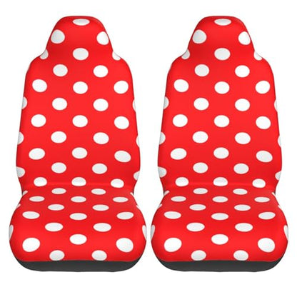 Red White Polka Dot Front Seat Covers 2 Pack, Vehicle Seat Protector Car Mat Covers, Fit Most Bucket Seats - color: Red White Polka Dot