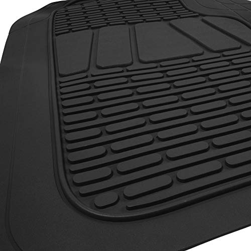 Motor Trend FlexTough 3-Row Heavy Duty Rubber Floor Mats & Liners Mega Truck/SUV/Van Combo - Heavy Duty All Weather Protection, Universal Trim to Fit, Black - color: Black