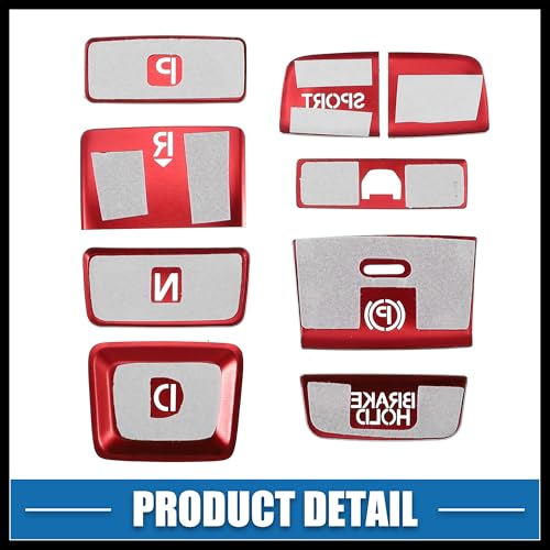 Gear Shift Switch Panel Electronic Handbrake Button Cover Trim for Honda Accord 2018-2022 Hybrid Version Red (Set of 9) Durable Material