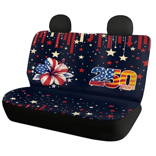 AFPANQZ American Flower Car Seat Cover for Rear Bench Seat, 250 Years Automotive Back Seat Protector Dogs Pets Seat Cushion for Trucks Vans SUVs Universal Fit - color: 250 Years American Flower
