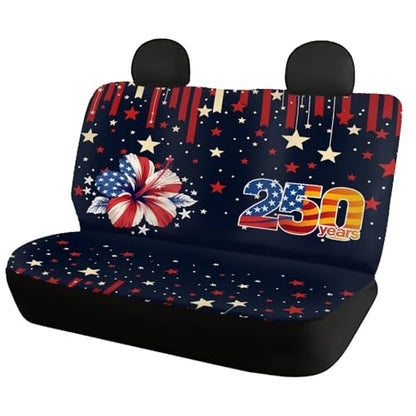 AFPANQZ American Flower Car Seat Cover for Rear Bench Seat, 250 Years Automotive Back Seat Protector Dogs Pets Seat Cushion for Trucks Vans SUVs Universal Fit - color: 250 Years American Flower