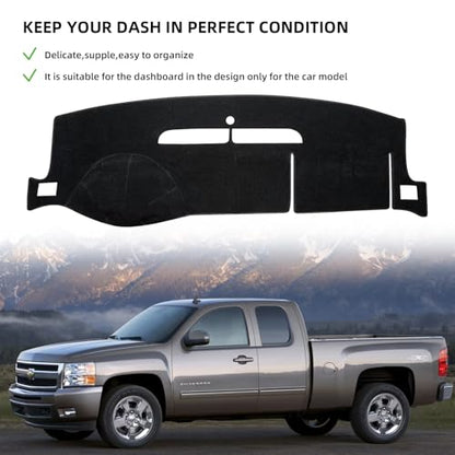 Dashboard Dash Cover Mat for 2007-2013 Chevy Chevrolet Silverado 1500 2500 3500 LTZ Polyester Custom Fit Silverado Dash Cover with Two Glove Boxes Black Trim (Silverado LTZ 2007-2014, Black) - size: Chevy Silverado LTZ 2007-2013