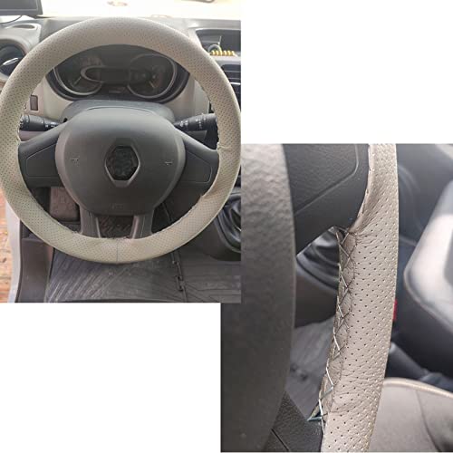 Onerbuy Universal Leather Car Steering Wheel Stitch On Wrap Cover DIY Sewing Breathable and Anti Slip, 15-Inch (Gray) - color: Gray