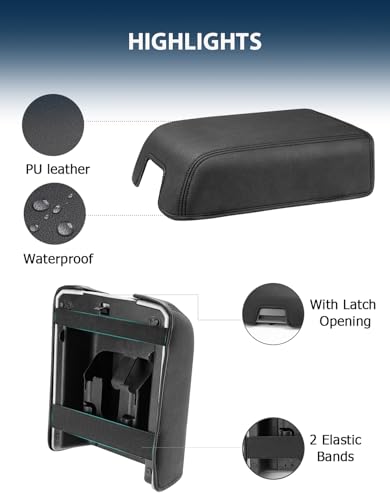 Center Console Cover for Ford F150 XL XLT 2004-2014, Expedition 2007-2014, Lincoln Mark LT 2006-2008, PU Leather Armrest Lid Protector, Anti-Scratch, Black (Fits Bucket Seat Console Only) - size: Bucket Seat, 04-14 F150 XL XLT, black stitch