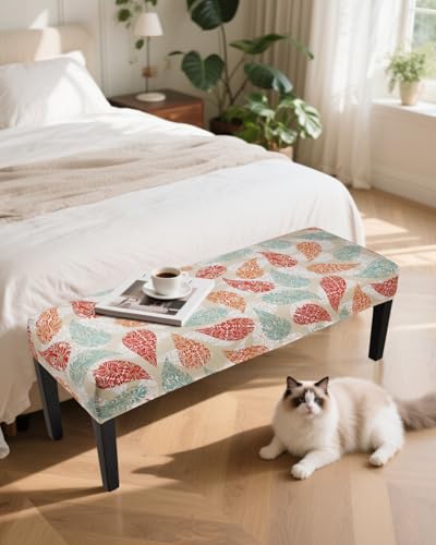 Fuloon Stretch Bench Cover, Anti-Dust Removable Dining Bench Slipcover Washable Seat Cushion Protector for Bedroom, Kitchen, Hotel, Banquet, Light Khaki Flower - color: Flower Light Khaki