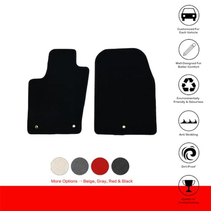 IKON MOTORSPORTS, Nylon Car Floor Mats Compatible with 2011-2026 Dodge Durango 2016-2021 Jeep Grand Cherokee & 2022 Grand Cherokee WK, Black Driver Passenger Car Carpets, Front Rear 2PCS Full Set