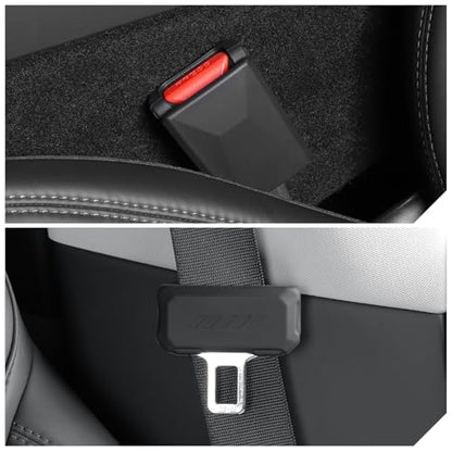 LUCKEASY 2PCS Car Seat Belt Buckle Cover for Tesla Model Y Juniper 2025 2026 /Model 3 Highland 2024-2026 Seatbelt Button Protector Seat Belt Protection Cover Car Accessories Silicone (Black) - size: 2PCS