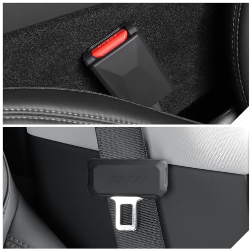 LUCKEASY Car Seat Belt Buckle Cover for Tesla Model Y Juniper Standard/Premium2025 2026 & Model 3 Highland 2024-2026 Seatbelt Button Protector Seat Belt Protection Cover Accessories Silicone (Black) - size: 1PCS