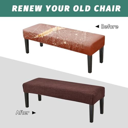 FUANGUI Waterproof Bench Cover, Stretch Jacquard Dining Bench Cover for bedrooms, Living Rooms, Kitchens, Protector Chair Bench Piano Bench Seat Covers Stool Slipcover Removable, Washable - Coffee - color: Jacquard Coffee