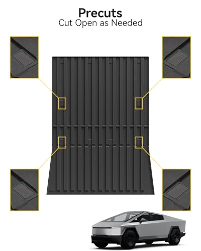 3W Truck Bed Mat for Tesla Cybertruck 2023 2024 2025, All Weather Protection Waterproof Car Bed Liner, Custom Fit TPE Pickup Rear Trunk Cargo Mat Tesla Accessories Mats, Black - size: 7. Tesla Cybertruck|23-25|Truck Bed Mat
