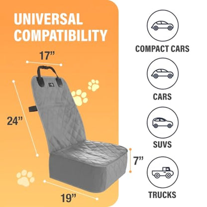 Active Pets Dog Car Seat Cover, Waterproof Front Seat Protector for SUV Truck Sedan, Pet Safety Travel Comfort System with Universal Fit, Grey - color: Grey