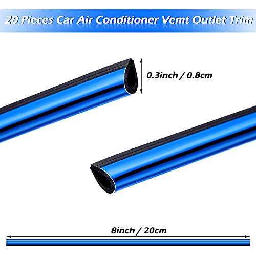 Frienda 20 Pieces Car Air Conditioner Vent Outlet Decoration Strips Universal Waterproof Bendable Car Vent Outlet Trim Decoration Car Interior Accessories for Straight Air Vent Outlet (Blue)