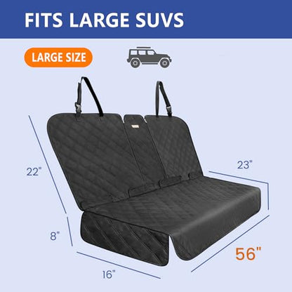 ALLANSING Back Seat Cover for Large SUVs Rear Split Bench - Heavy-Duty 900D Waterproof Non-Slip Car Seat Protector for Messy Kids & Drooling Dogs, Easy Clean(Black) - size: Large-56"W