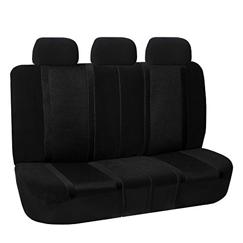FH Group Automotive Seat Cover Universal Fit Rear Seat Cover Sports Solid Black Seat Cover for Back Seat Split Bench Car Seat Protector for Dogs and Kids, Car Interior Accessories for SUV Sedan Van