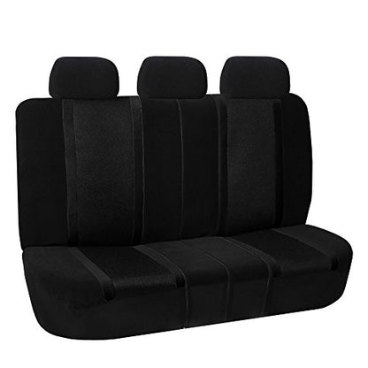 FH Group Automotive Seat Cover Universal Fit Rear Seat Cover Sports Solid Black Seat Cover for Back Seat Split Bench Car Seat Protector for Dogs and Kids, Car Interior Accessories for SUV Sedan Van