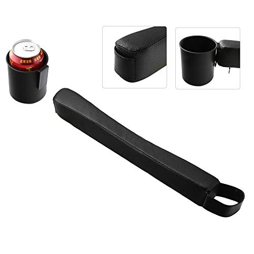 Supin 2 Prices Car Seat Gap Filler Pad PU Leather Console Side Pocket Organizer and one Cup for Cellphone Wallet Coin Key (Black) - color: Black