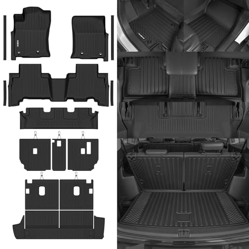 Naibeve Floor Mats for 2013-2024 Toyota 4Runner 7 Seats- All Weather for Toyota 4Runner Floor Mats & Cargo Mat & 2rd/3nd Row Seats Back Cover Waterproof Interior Accessories - size: 6)4Runner 7 Seats|2013-2024