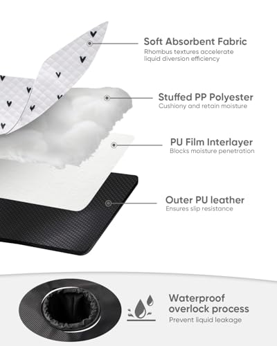 2 Pack Waterproof Baby Piddle Pads Carseat Potty Training Car Seat Protector, Waterproof Infant Car Seat Liner Cover to Prevent Pee, Leakproof and Washable (Black and White) - color: Black and White