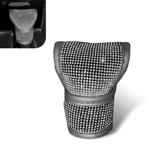 Bling Shift Knob Cover, Auto Gear Shift Cover with Crystal Glitter Bling Rhinestones, Car Knob Gear Stick Protector, Universal for Girls, Women, Car Decoration Accessories (White) - color: White