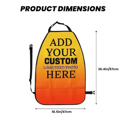 Custom Anti-kick Storage Mat for Car Seats 2 Pack with Text Logo Photo Personalized Mats Seat Back Protector with Storage Pockets Suitable for Most Car Seats