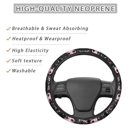 AFPANQZ Cartoon Axolotl Cherry Blossom Car Steering Wheel Cover Non-Slip Rubber Steering Wheel Covers Warm Breathable Steering Wheel Covers Sweat Absorption Car Steering Wheel Covers 15 Inches Pink - color: Axolotl Cherry Blossom
