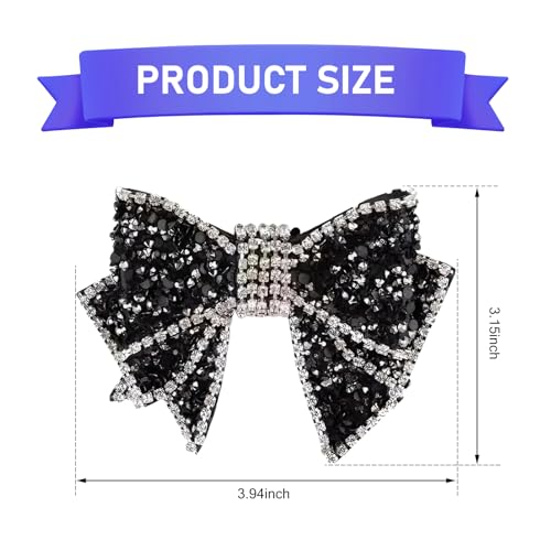 2 PCS Car Butterfly Bow Vent Clips, Bling Rhinestone Bow Straight Air Outlet Clip, Mini Leather Elegant Decoration, Universal Interior Accessory for Cars (Black & White)