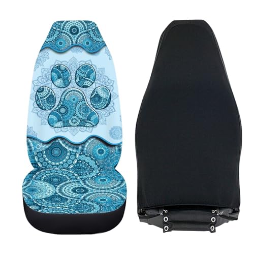 Dreaweet Boho Car Seat Covers Front Seats Dog Paw Car Accessories for Women 2 Piece Washable Front Seat Cover Universal Fit Most Vehicle SUV Sedan Trucks,Blue - color: Boho Dog Paw Blue