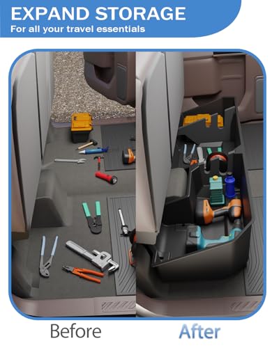 Under Seat Storage Box Compatible with 2019-2026 Chevy Chevrolet Silverado 1500/GMC Sierra 1500, 2020-2026 Silverado/Sierra 2500HD/3500HD Double Cab & Crew Rear Underseat Organizer Accessories - size: 19-26 Chevy Silverado/GMC Sierra 1500