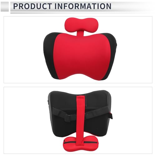 Car Headrest Pillow Ergonomic Comfortable Neck Support Pillow Milk Silk Fabric and Memory Foam Bandage Adjustable Width Black and Red Set of 1 - color: Black Red