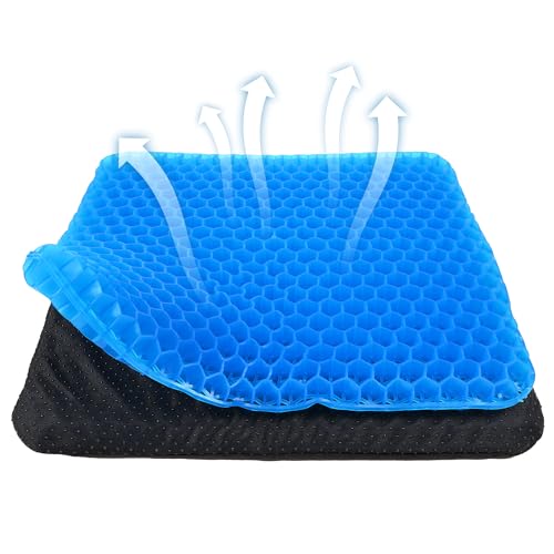 Yimiyaa Gel Seat Cushion, Double Thick Egg Gel Cushion for Pressure Pain Relief, Breathable Wheelchair Cushion Chair Pads for Car Seat Office Chair Blue - color: Blue
