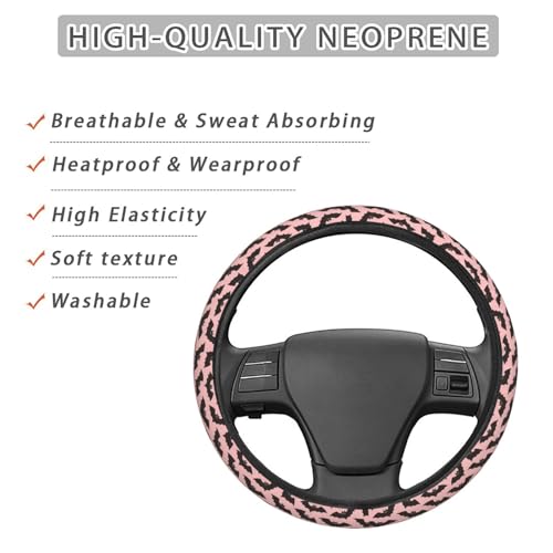 Halloween Pink Black Bats Steering Wheel Cover for Women Men, Non-Slip Steering Wheel Protector Car Wheel Covers, Universal 15 Inch Fit for Auto, Suvs, Truck - color: Halloween Pink Black Bats