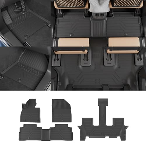 Floor Mats Compatible with 2020-2025 Kia Telluride 7&8 Seats (Not for 2027) Cargo Mat Trunk Mat Cargo Liner TPE All Weather Floor Liner 2024 Kia Telluride Accessories (Floor Mats) - color: Floor Mats