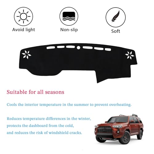 Dashboard Cover Suitable for Toyota 4Runner 2010-2024 Car Dashboard Cover Sun Visor Mat Non-Slip Polyester Dashboard Accessories (Black) - size: 2010-2024 For Toyota 4Runner