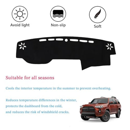 Dashboard Cover Suitable for Toyota 4Runner 2010-2024 Car Dashboard Cover Sun Visor Mat Non-Slip Polyester Dashboard Accessories (Black) - size: 2010-2024 For Toyota 4Runner