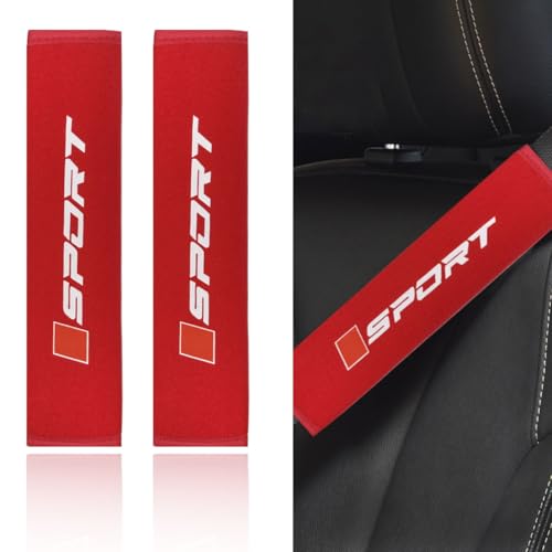 2PCS Sport Car Seat Belt Cover Pads, Breathable Auto Seat Shoulder Strap Cushion for Comfortable Driving, Safety Soft Vehicle Harness Protector Accessories for Trucks SUVs RVs (Red) - color: Red