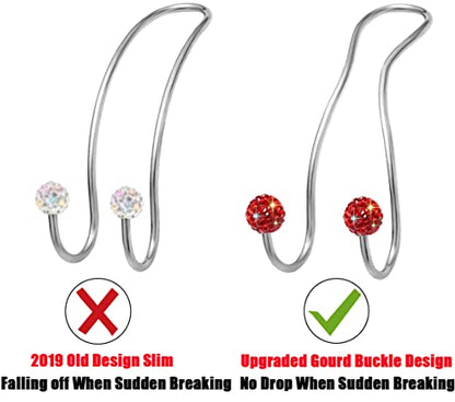 Bling Purse Hook for Car Headrest, Upgraded Cute Car Seat Hooks for Bag Handbag, Durable Stainless Auto Purse Hanger Holder 2 Pack, Red - color: Red