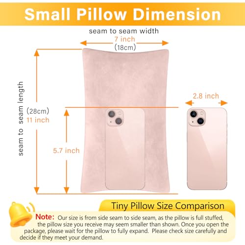 1 MIDDLE ONE 2 Pack Small Pillow, Memory Foam Mini Pillow 11 X 7 Inches for Travel, Sleeping, Nap and Neck, Knee, Lumbar Support, Tiny Cushion for Pet, Dogs (Light Pink) - color: Light Pink, size: 11x7 inch