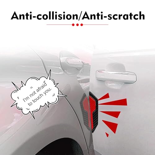 4 PCS Car Door Edge Guard Stickers, 4.72" x 1.18" Reflective Anti-Collision Car Side Strips, Self-Adhesive Waterproof Paint Protection Decals, Universal for Cars Trucks SUVs (Red) - color: Red