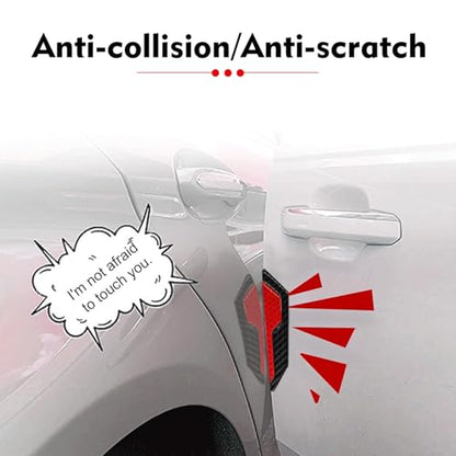4 PCS Car Door Edge Guard Stickers, 4.72" x 1.18" Reflective Anti-Collision Car Side Strips, Self-Adhesive Waterproof Paint Protection Decals, Universal for Cars Trucks SUVs (Red) - color: Red