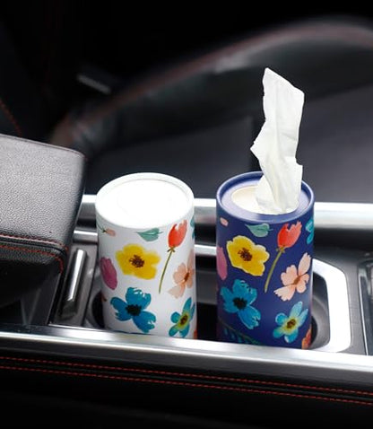 Winoo Design Small Car Tissues Holder - 4PK Facial Tissues - Travel Tissue Tubes Box - Car Cup Holder - 200 Sheets