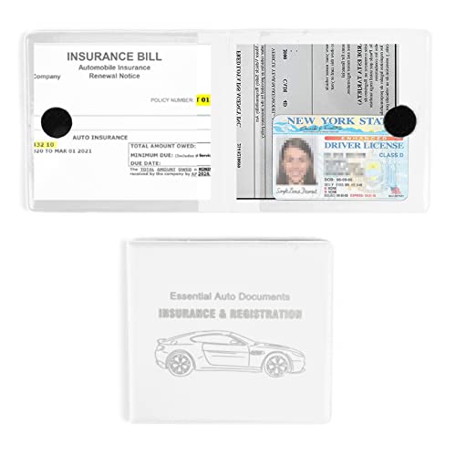 UYYE Car Registration & Insurance Card Holder, 2-Pack - White, Waterproof, 4-Compartment, Unisex-Adults Car Organizer - color: white