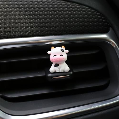 6 Pcs Mini Cows Car Accessories, Cow Print Dashboard Decorations & Rear View Mirror Ornaments, Cute Car Decor for Women